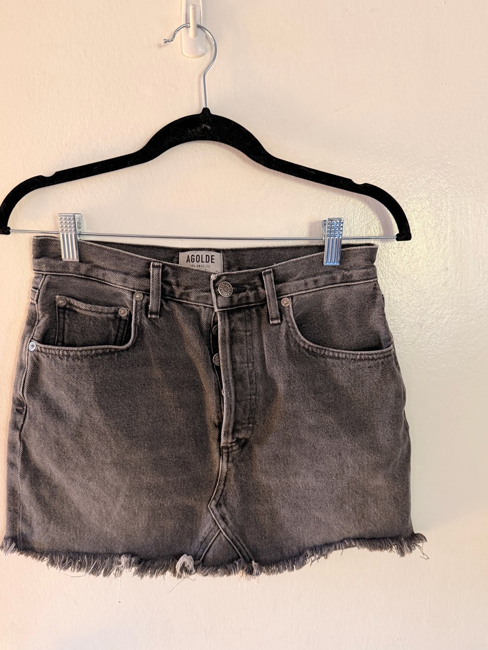 Agolde Charcoal Washed Denim Mini Skirt